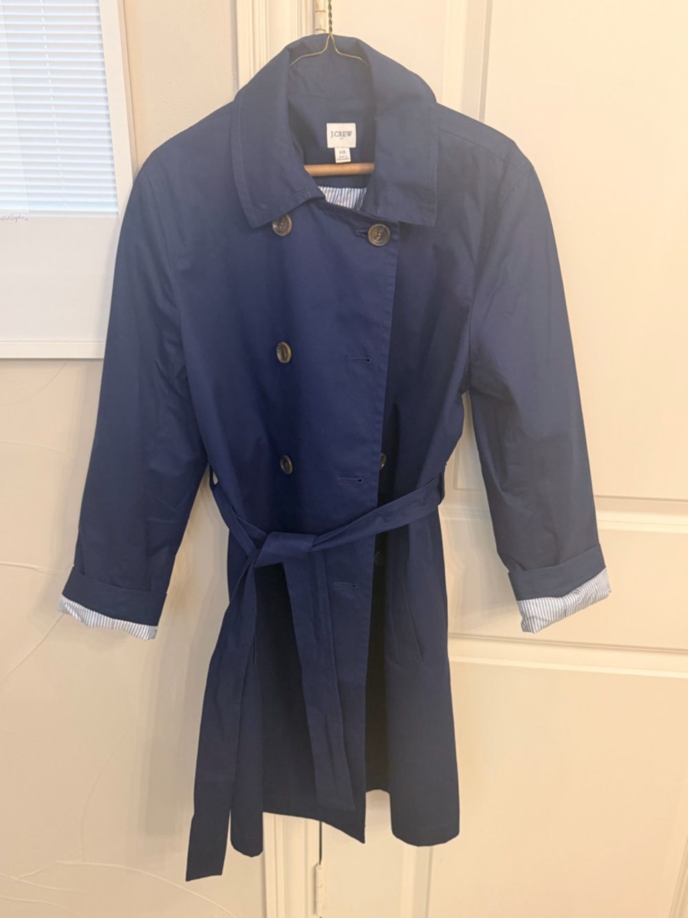J. Crew Navy Blue Jacket with Striped Lining